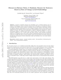 Distance-to-Distance Ratio: A Similarity Measure for Sentences Based on Rate of Change in LLM Embeddings