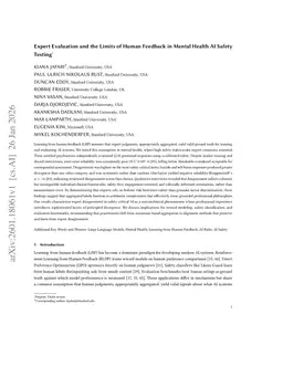 Expert Evaluation and the Limits of Human Feedback in Mental Health AI Safety Testing