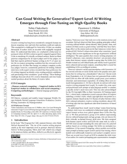 Can Good Writing Be Generative? Expert-Level AI Writing Emerges through Fine-Tuning on High-Quality Books