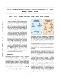 Just-In-Time Reinforcement Learning: Continual Learning in LLM Agents Without Gradient Updates