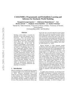 CASSANDRA: Programmatic and Probabilistic Learning and Inference for Stochastic World Modeling