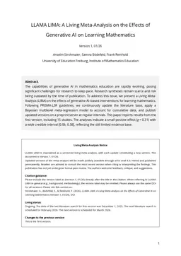LLAMA LIMA: A Living Meta-Analysis on the Effects of Generative AI on Learning Mathematics