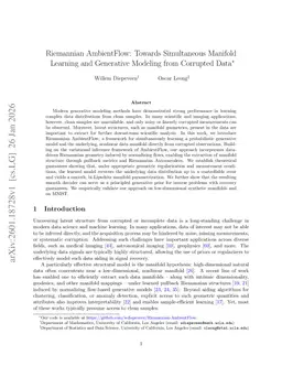 Riemannian AmbientFlow: Towards Simultaneous Manifold Learning and Generative Modeling from Corrupted Data