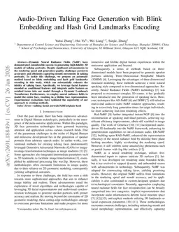 Audio-Driven Talking Face Generation with Blink Embedding and Hash Grid Landmarks Encoding