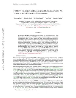 FROST: Filtering Reasoning Outliers with Attention for Efficient Reasoning
