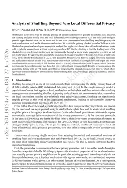 Analysis of Shuffling Beyond Pure Local Differential Privacy