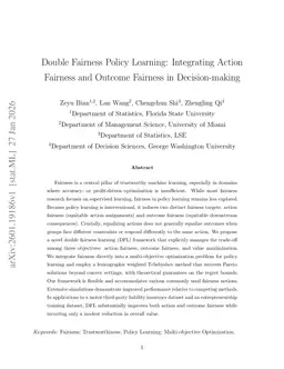 Double Fairness Policy Learning: Integrating Action Fairness and Outcome Fairness in Decision-making