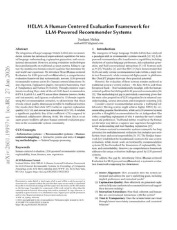 HELM: A Human-Centered Evaluation Framework for LLM-Powered Recommender Systems