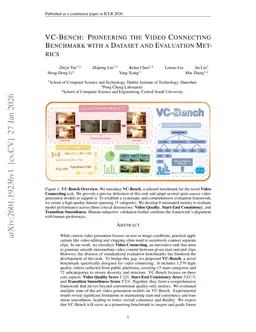 VC-Bench: Pioneering the Video Connecting Benchmark with a Dataset and Evaluation Metrics