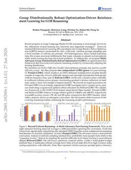 Group Distributionally Robust Optimization-Driven Reinforcement Learning for LLM Reasoning