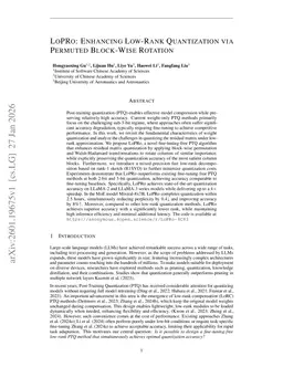LoPRo: Enhancing Low-Rank Quantization via Permuted Block-Wise Rotation