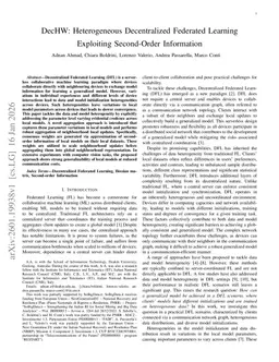 DecHW: Heterogeneous Decentralized Federated Learning Exploiting Second-Order Information