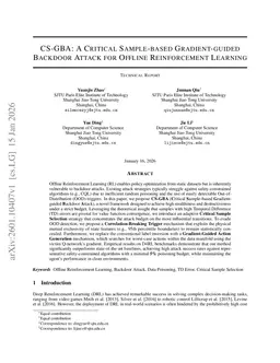 CS-GBA: A Critical Sample-based Gradient-guided Backdoor Attack for Offline Reinforcement Learning