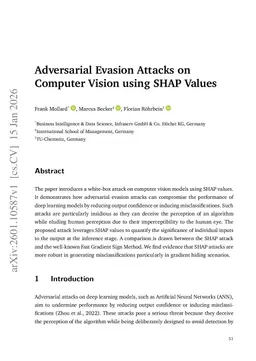 Adversarial Evasion Attacks on Computer Vision using SHAP Values