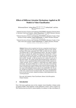 Effects of Different Attention Mechanisms Applied on 3D Models in Video Classification