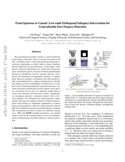 From Spurious to Causal: Low-rank Orthogonal Subspace Intervention for Generalizable Face Forgery Detection
