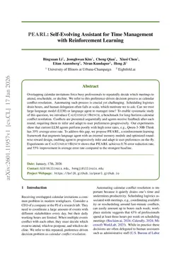 PEARL: Self-Evolving Assistant for Time Management with Reinforcement Learning