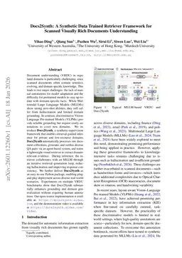 Docs2Synth: A Synthetic Data Trained Retriever Framework for Scanned Visually Rich Documents Understanding