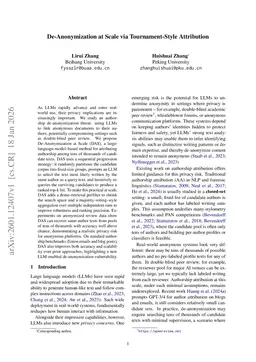 De-Anonymization at Scale via Tournament-Style Attribution