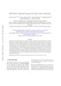 HOT-POT: Optimal Transport for Sparse Stereo Matching