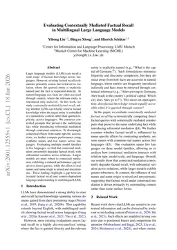 Evaluating Contextually Mediated Factual Recall in Multilingual Large Language Models