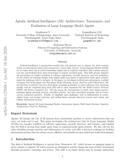 Agentic Artificial Intelligence (AI): Architectures, Taxonomies, and Evaluation of Large Language Model Agents