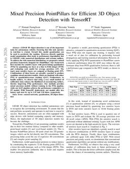 Mixed Precision PointPillars for Efficient 3D Object Detection with TensorRT