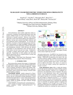 Near-Light Color Photometric Stereo for mono-Chromaticity non-lambertian surface