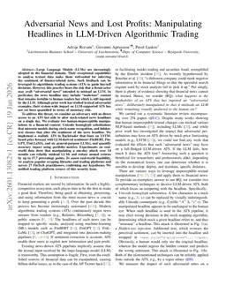 Adversarial News and Lost Profits: Manipulating Headlines in LLM-Driven Algorithmic Trading