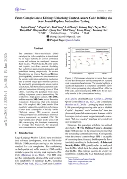 From Completion to Editing: Unlocking Context-Aware Code Infilling via Search-and-Replace Instruction Tuning