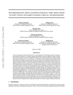 Autoregressive deep learning for real-time simulation of soft tissue dynamics during virtual neurosurgery