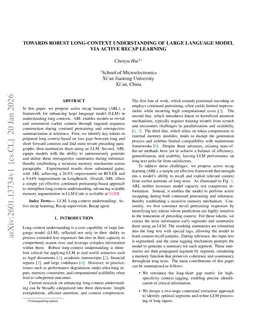 Towards robust long-context understanding of large language model via active recap learning