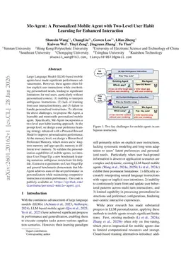 Me-Agent: A Personalized Mobile Agent with Two-Level User Habit Learning for Enhanced Interaction