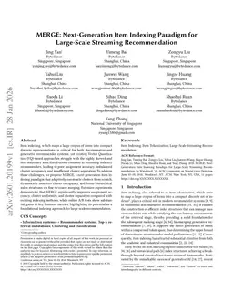 MERGE: Next-Generation Item Indexing Paradigm for Large-Scale Streaming Recommendation