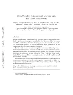 Meta-Cognitive Reinforcement Learning with Self-Doubt and Recovery