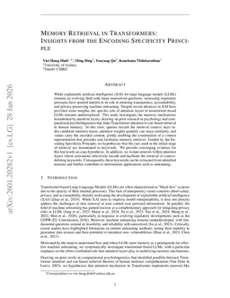 Memory Retrieval in Transformers: Insights from The Encoding Specificity Principle
