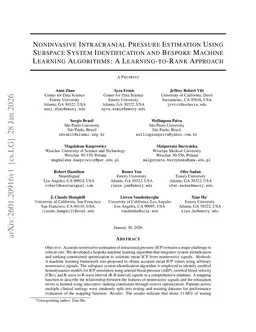 Noninvasive Intracranial Pressure Estimation Using Subspace System Identification and Bespoke Machine Learning Algorithms: A Learning-to-Rank Approach