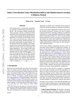 Safety Generalization Under Distribution Shift in Safe Reinforcement Learning: A Diabetes Testbed