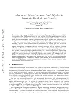 Adaptive and Robust Cost-Aware Proof of Quality for Decentralized LLM Inference Networks