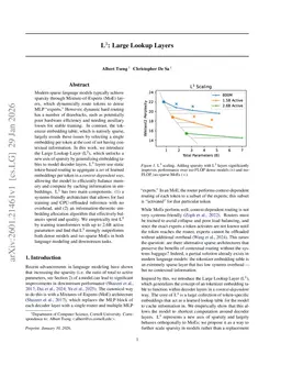L$^3$: Large Lookup Layers