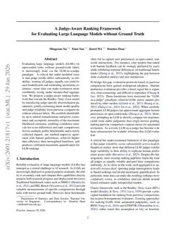 A Judge-Aware Ranking Framework for Evaluating Large Language Models without Ground Truth