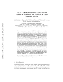 Mil-SCORE: Benchmarking Long-Context Geospatial Reasoning and Planning in Large Language Models