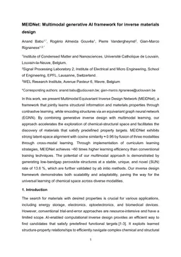 MEIDNet: Multimodal generative AI framework for inverse materials design