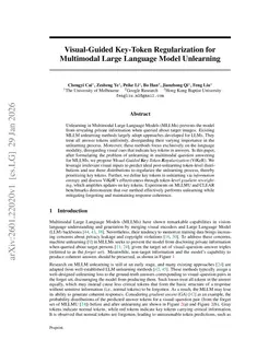 Visual-Guided Key-Token Regularization for Multimodal Large Language Model Unlearning