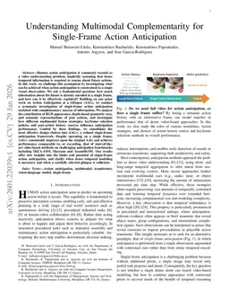 Understanding Multimodal Complementarity for Single-Frame Action Anticipation