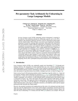 Per-parameter Task Arithmetic for Unlearning in Large Language Models