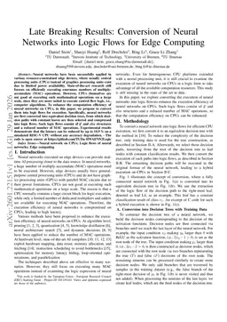 Late Breaking Results: Conversion of Neural Networks into Logic Flows for Edge Computing