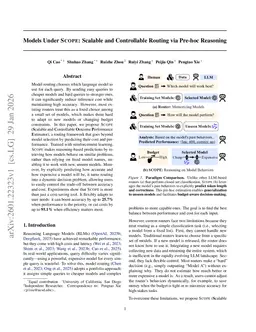 Models Under SCOPE: Scalable and Controllable Routing via Pre-hoc Reasoning