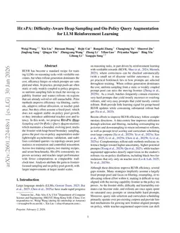HeaPA: Difficulty-Aware Heap Sampling and On-Policy Query Augmentation for LLM Reinforcement Learning
