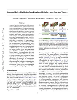 Continual Policy Distillation from Distributed Reinforcement Learning Teachers
